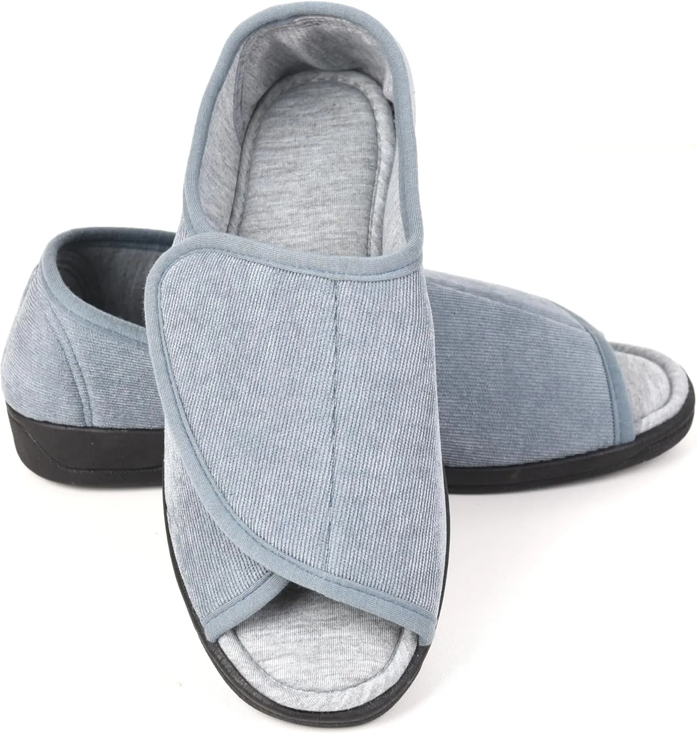 Open Toe Woman Diabetic Slippers, Memory Foam, Adjustable Closure, Orthopedic Walking Slippers for Indoor and Outdoor Use, Comfortable for Arthritis Swollen Feet Edema