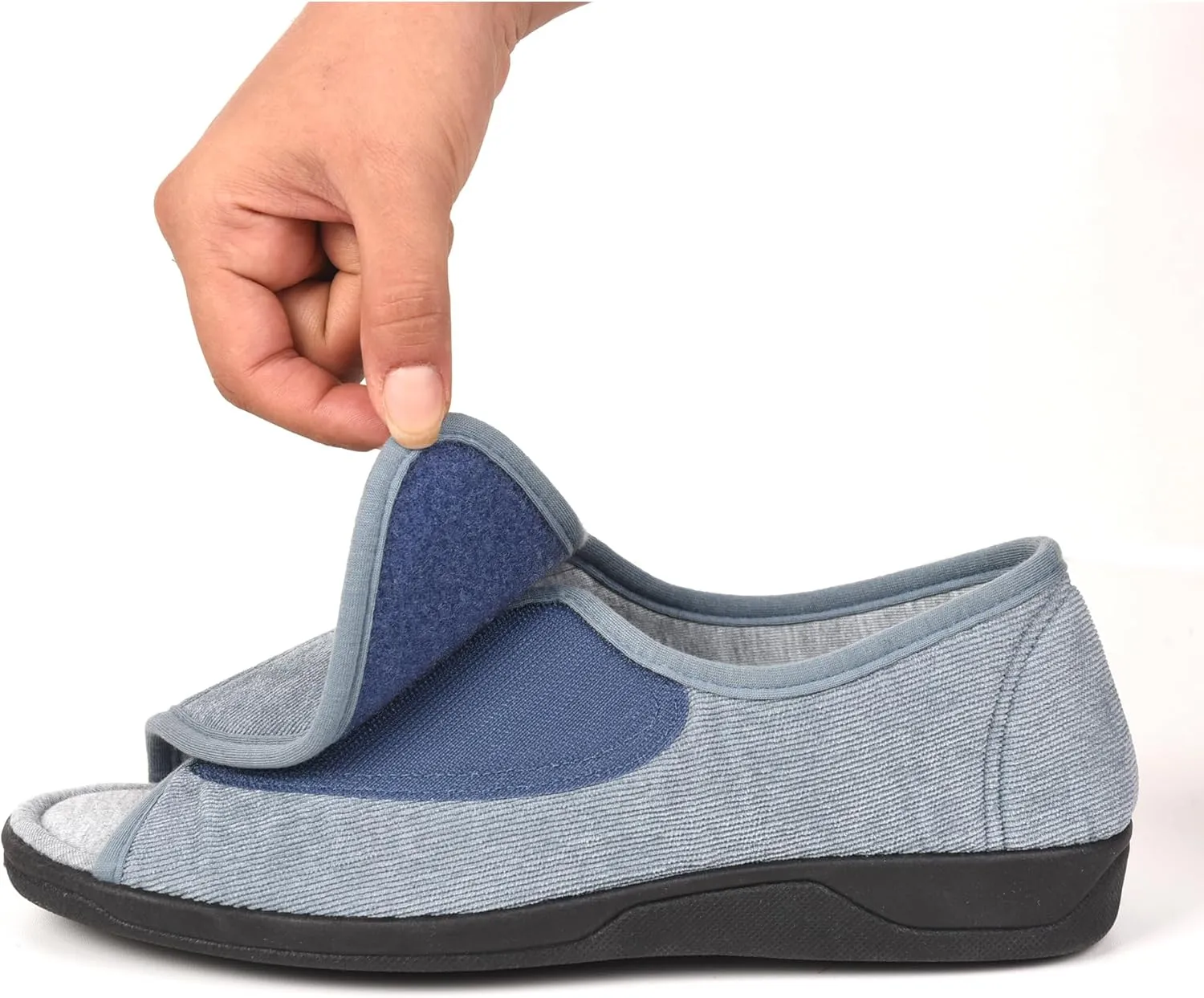 Open Toe Woman Diabetic Slippers, Memory Foam, Adjustable Closure, Orthopedic Walking Slippers for Indoor and Outdoor Use, Comfortable for Arthritis Swollen Feet Edema