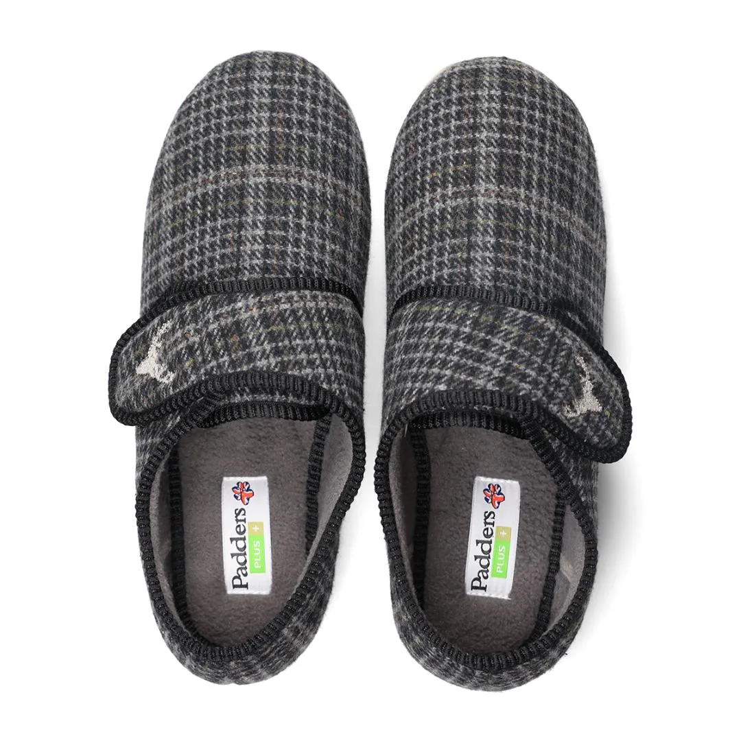 Padders 411S*02 Charles Slippers - Black Mixed Check