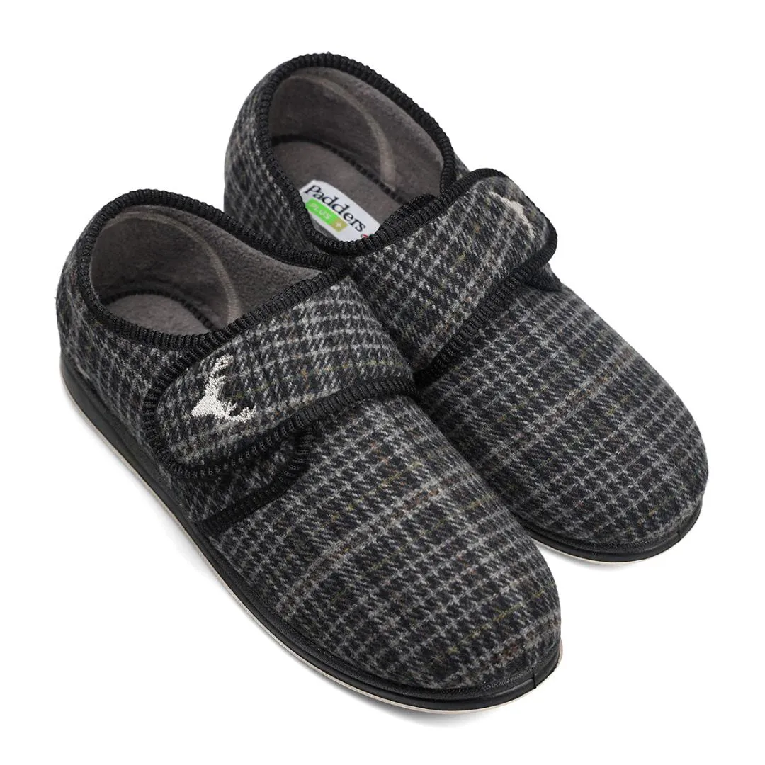 Padders 411S*02 Charles Slippers - Black Mixed Check