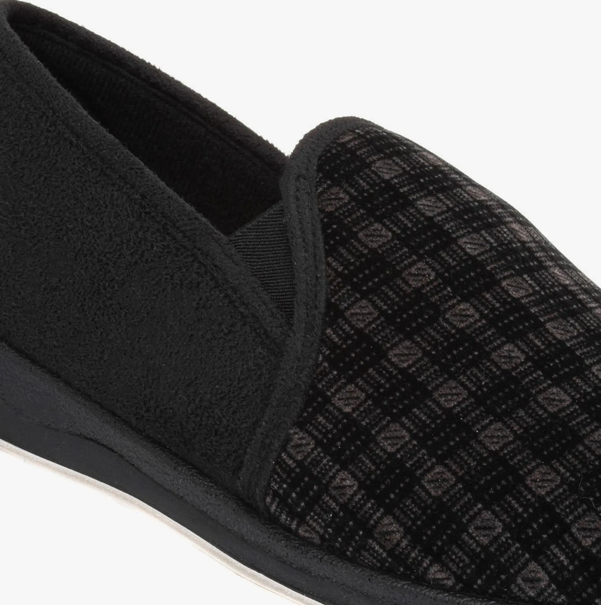 Padders ALBERT Mens Slippers Black Mixed Check