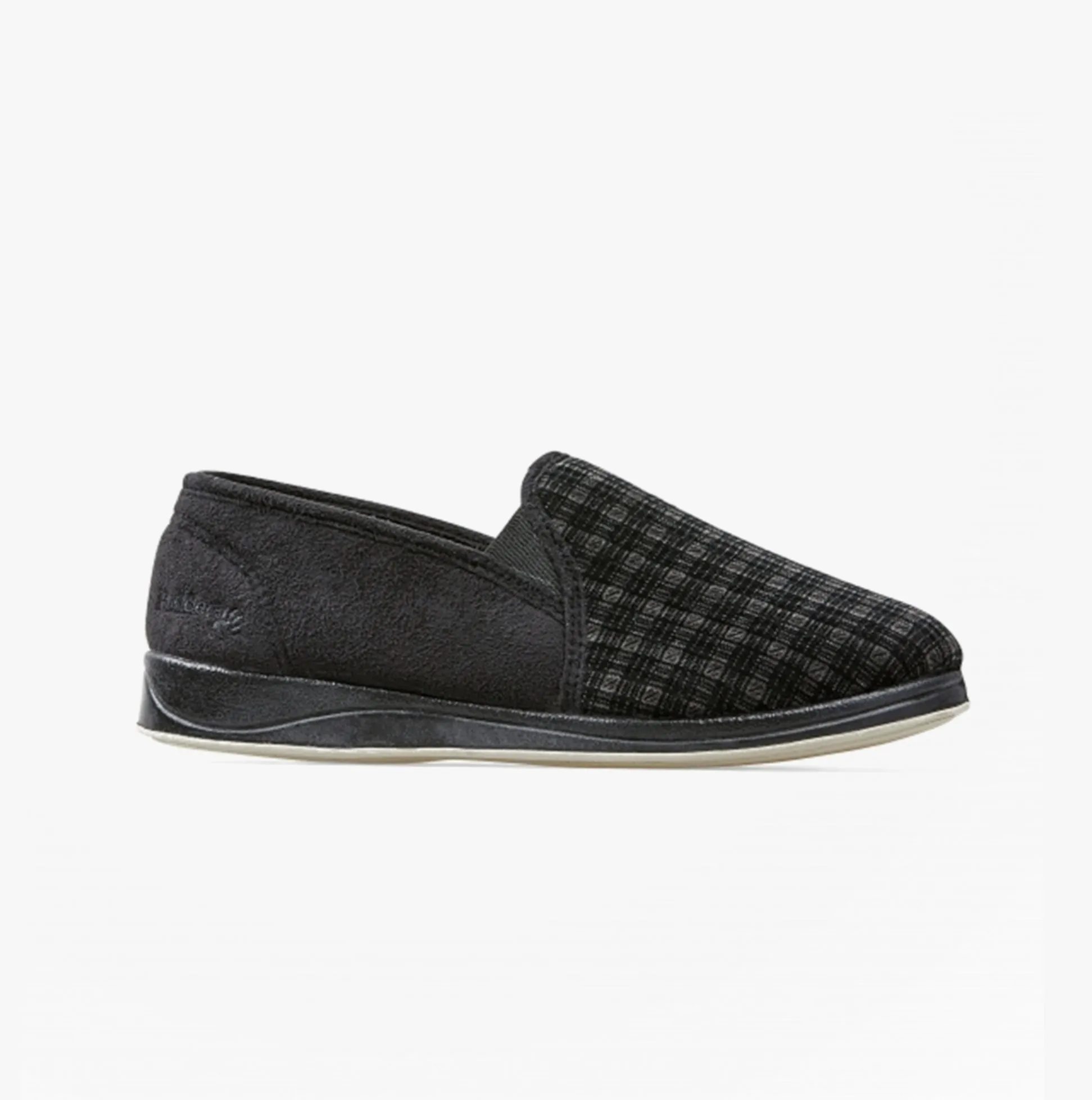 Padders ALBERT Mens Slippers Black Mixed Check