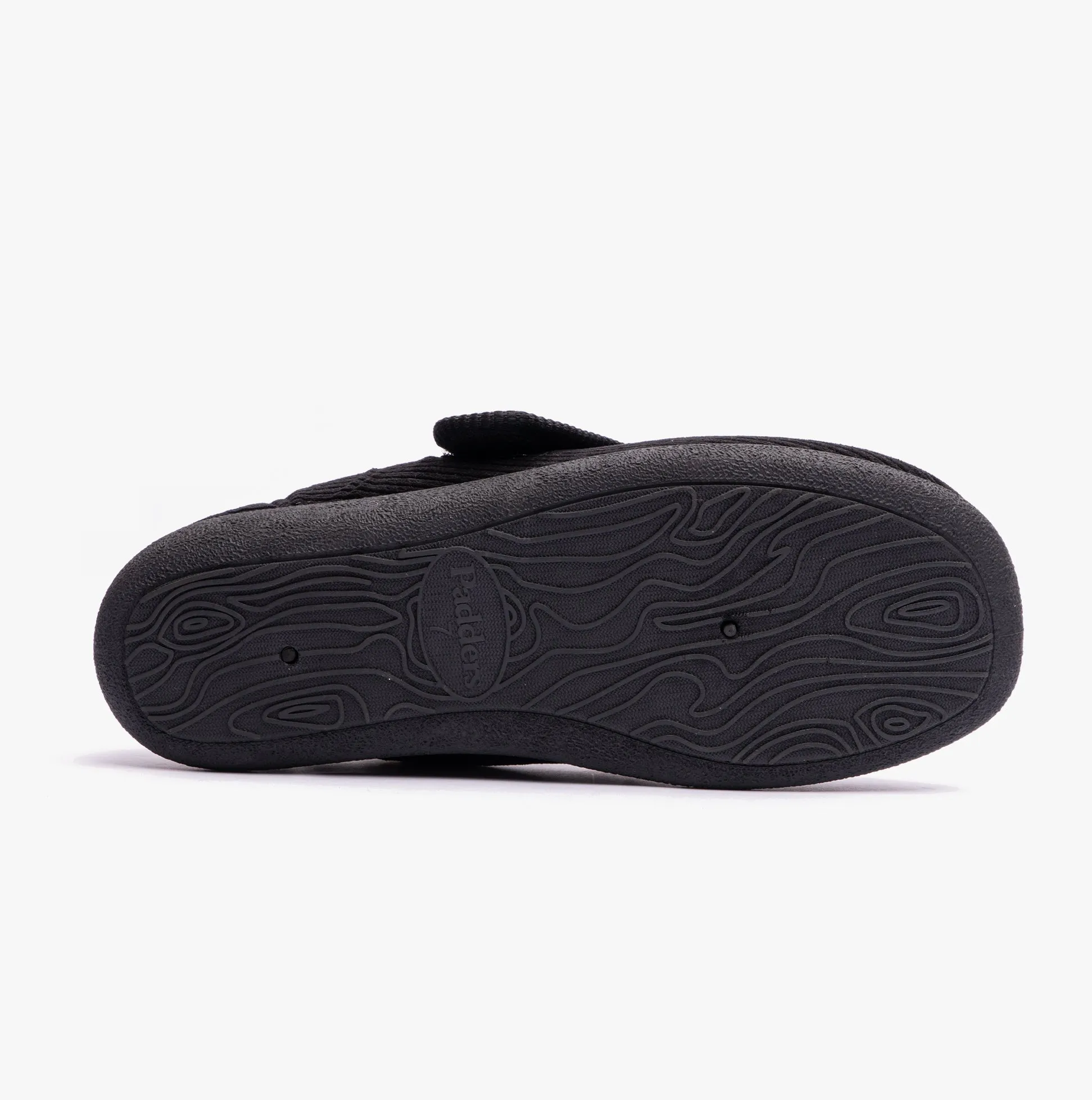 Padders OLIVER Mens Touch Fasten Full Slippers Black