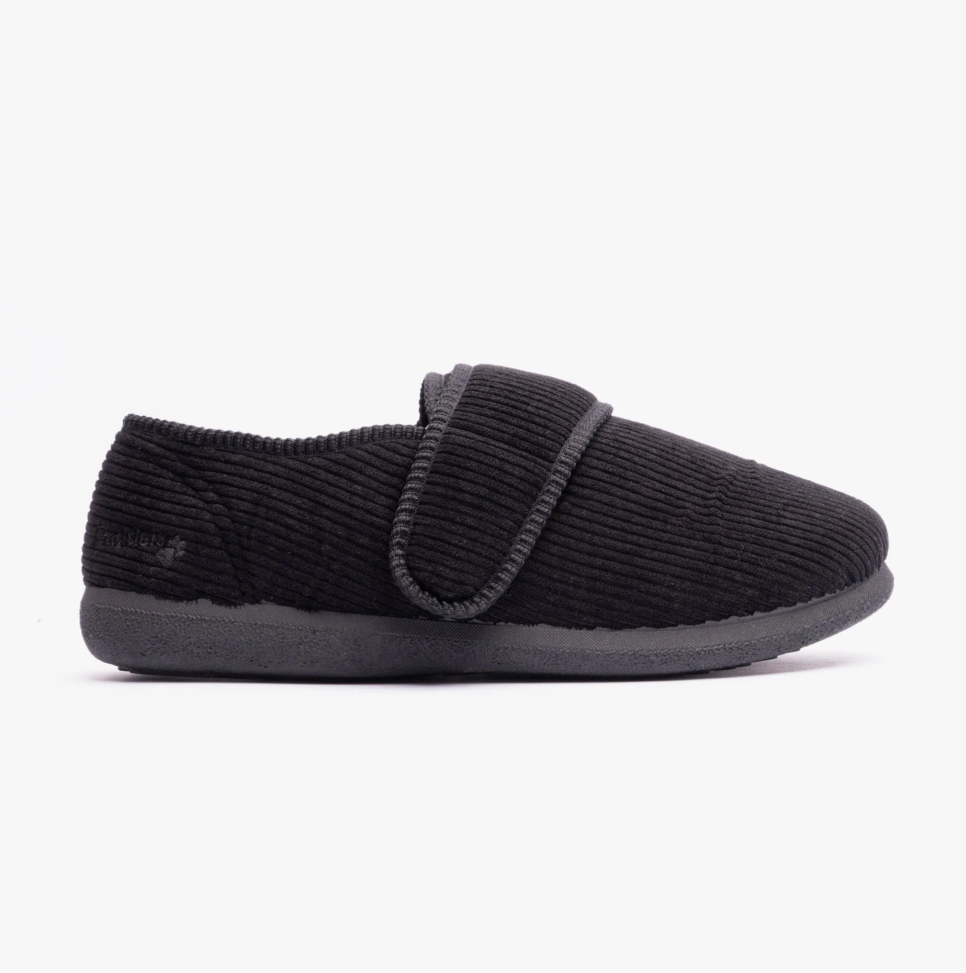 Padders OLIVER Mens Touch Fasten Full Slippers Black