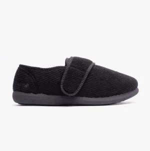 Padders OLIVER Mens Touch Fasten Full Slippers Black