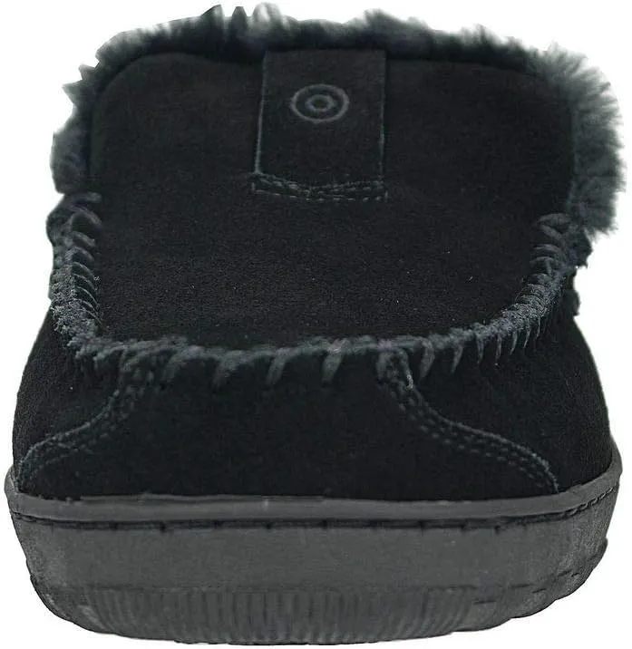 PAMIR Men's Genuine Suede Faux Fur Moccasin Slippers Indoor Outdoor Loafer Shoes