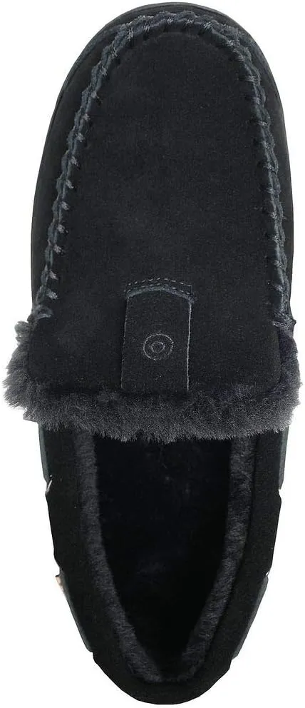 PAMIR Men's Genuine Suede Faux Fur Moccasin Slippers Indoor Outdoor Loafer Shoes