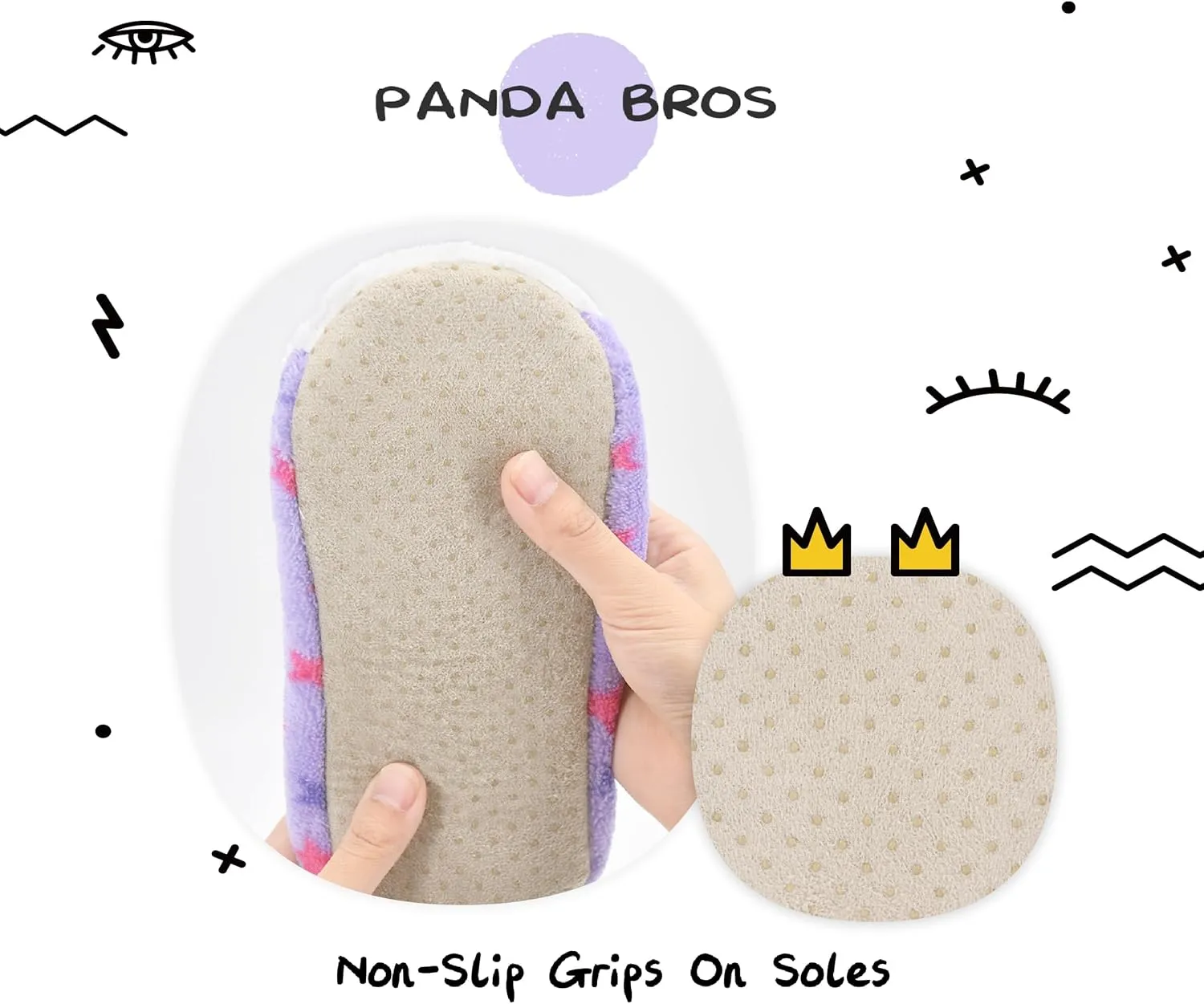 Panda Bros Kid's Animal Slipper Socks, Cartoon Cozy Fleece Indoor Slipper, Fluzzy Warm bedroom Shoes
