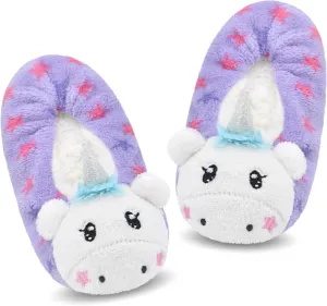 Panda Bros Kid's Animal Slipper Socks, Cartoon Cozy Fleece Indoor Slipper, Fluzzy Warm bedroom Shoes