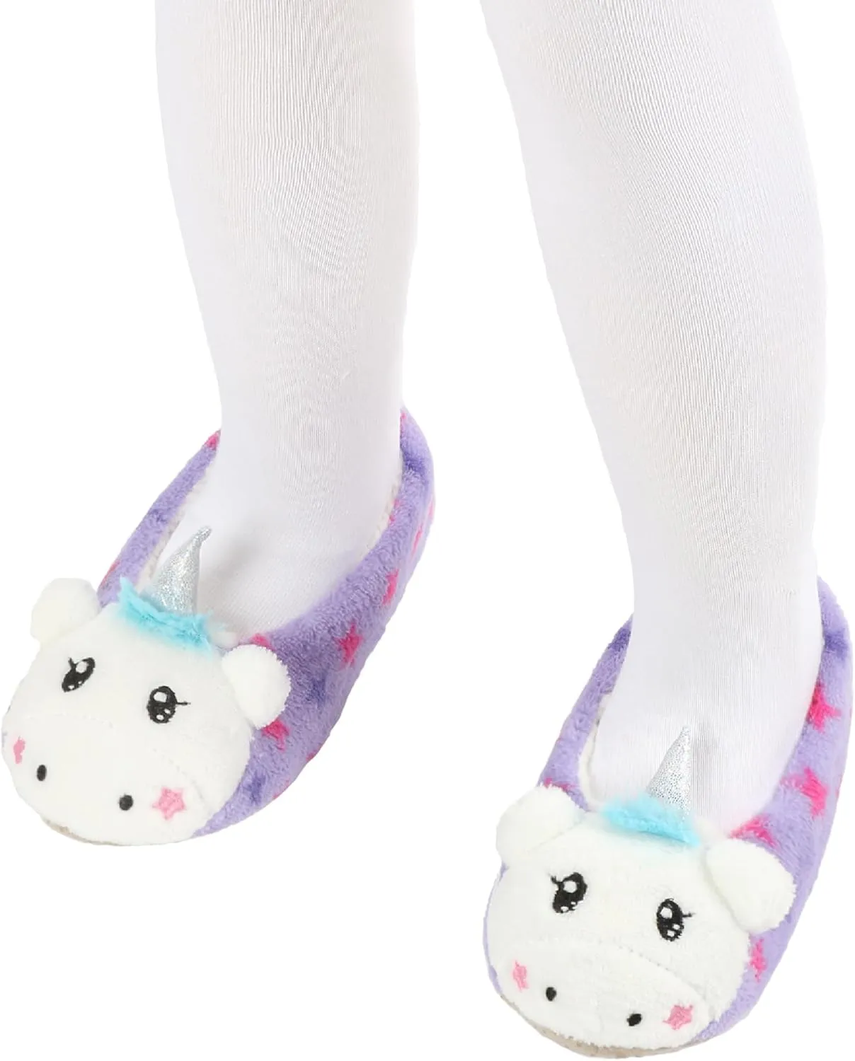 Panda Bros Kid's Animal Slipper Socks, Cartoon Cozy Fleece Indoor Slipper, Fluzzy Warm bedroom Shoes