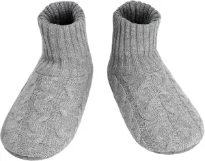 Panda Bros Men's Slipper Socks, Winter Cable Knit Non-Skid Warm Cozy Soft Indoor Socks With Fluffy Sherpa Lined