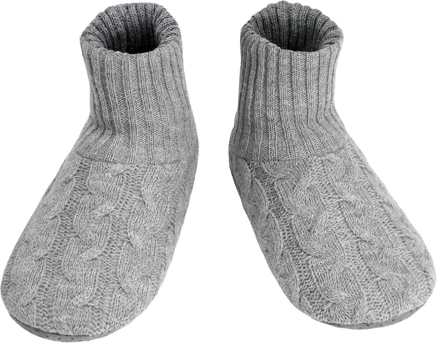 Panda Bros Men's Slipper Socks, Winter Cable Knit Non-Skid Warm Cozy Soft Indoor Socks With Fluffy Sherpa Lined
