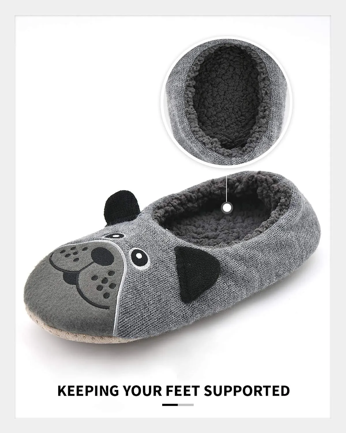 Panda Bros Slipper Socks for Men, Mens Slipper Socks with Non Skid Bottoms, Cozy Animal House Slippers