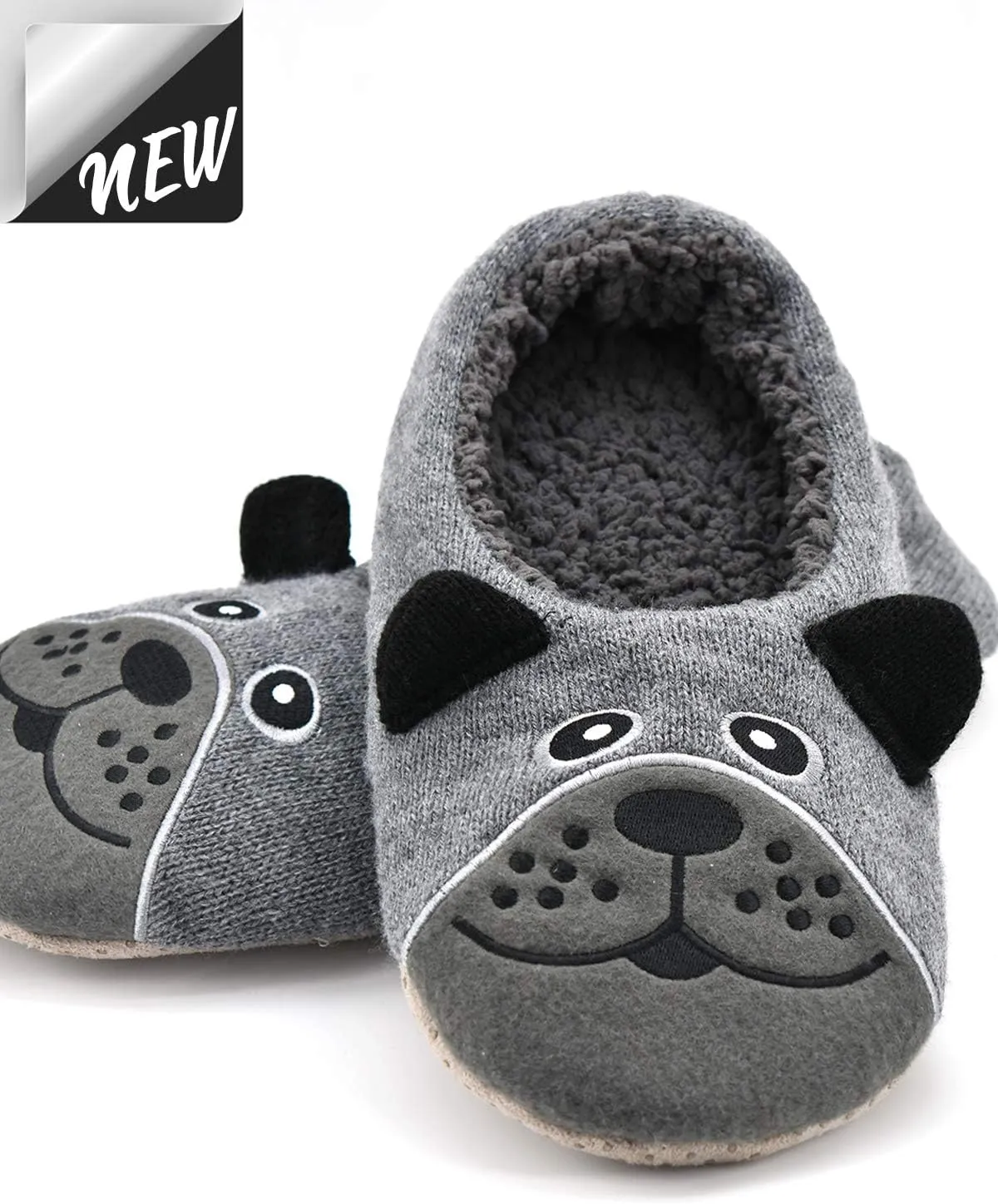 Panda Bros Slipper Socks for Men, Mens Slipper Socks with Non Skid Bottoms, Cozy Animal House Slippers