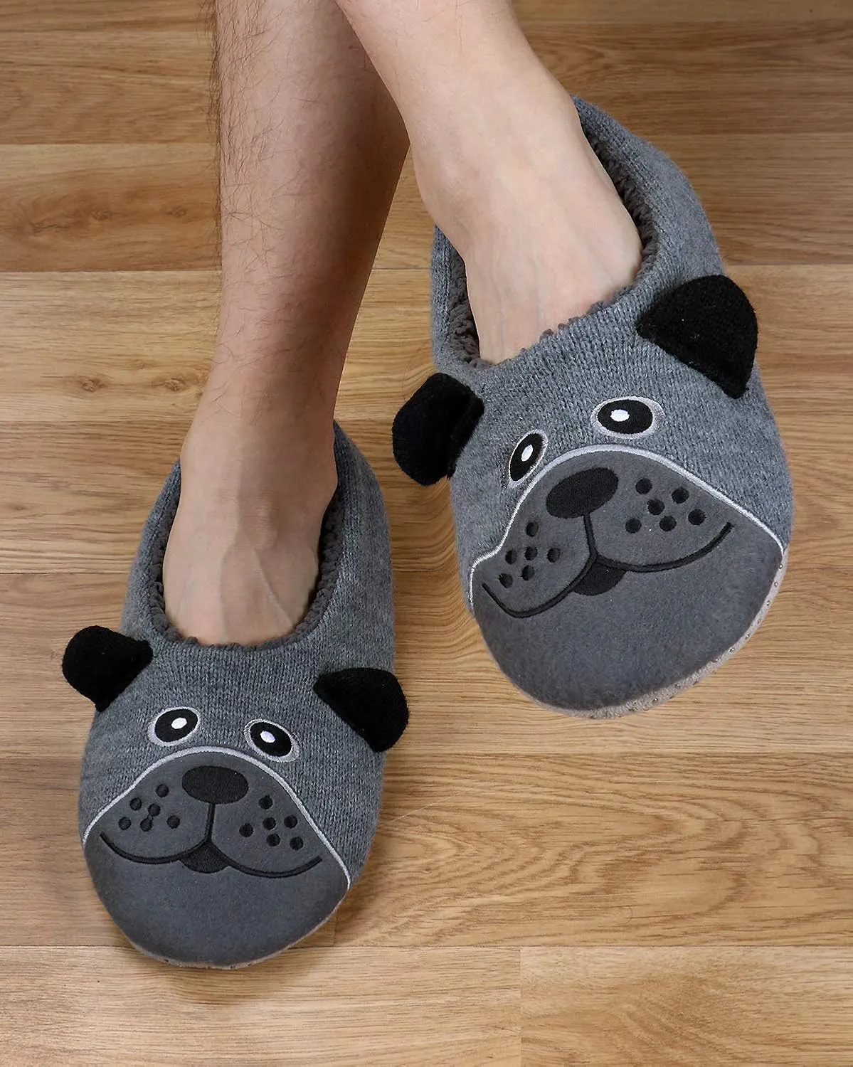 Panda Bros Slipper Socks for Men, Mens Slipper Socks with Non Skid Bottoms, Cozy Animal House Slippers