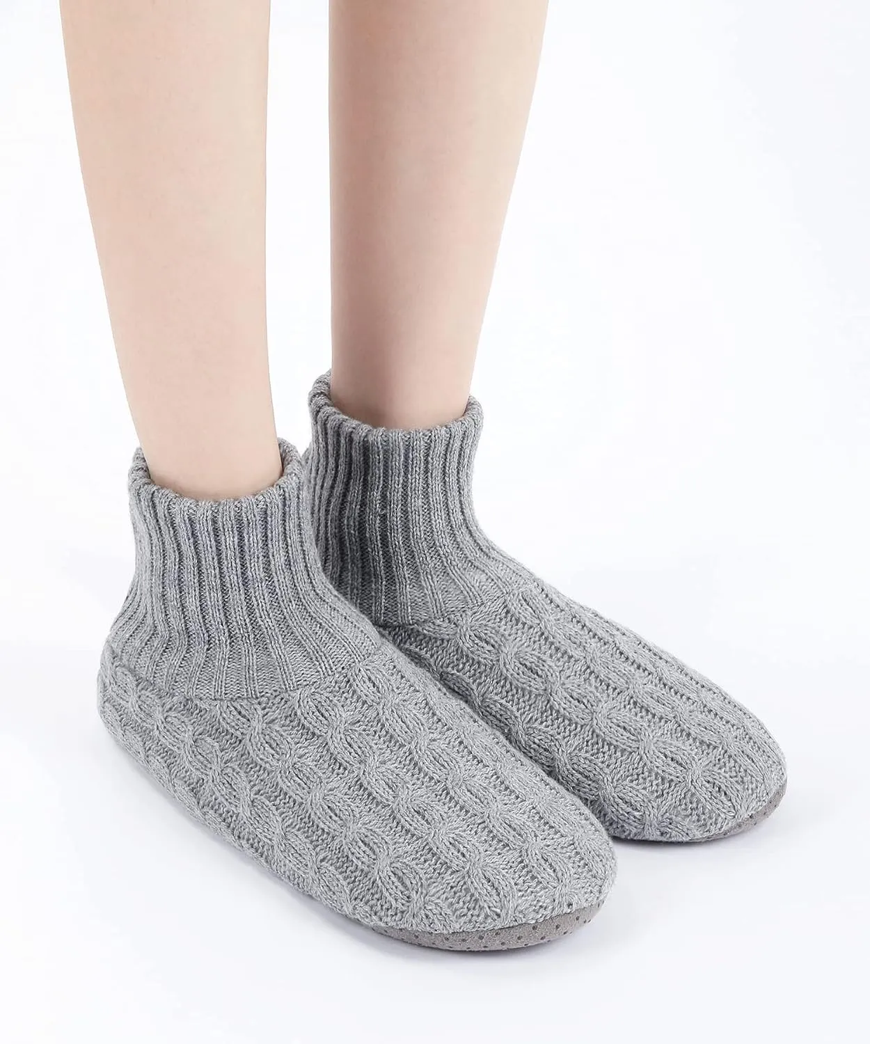 Panda Bros Slipper Socks For Women With Grippers, Fuzzy Womens Slipper Booties With Non Slip Bottoms, Cozy Warm House Slippers