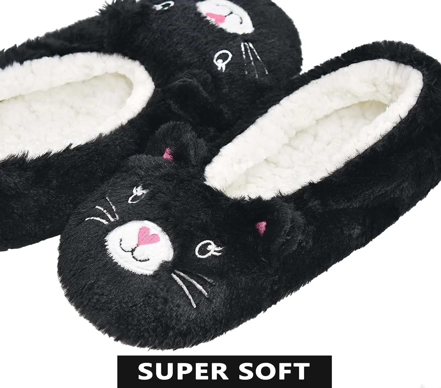 Panda Bros Slipper Socks With Non-Slip Grippers, Cute Fuzzy Warm Cat Animal House Slippers