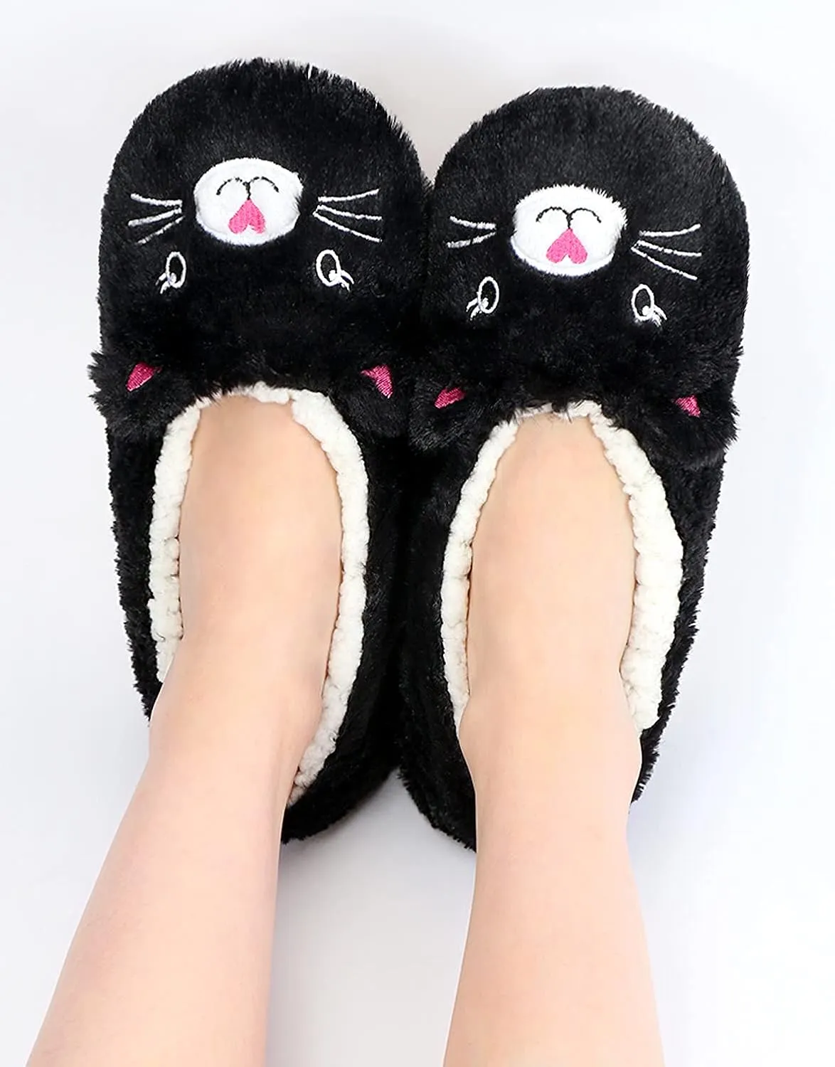 Panda Bros Slipper Socks With Non-Slip Grippers, Cute Fuzzy Warm Cat Animal House Slippers