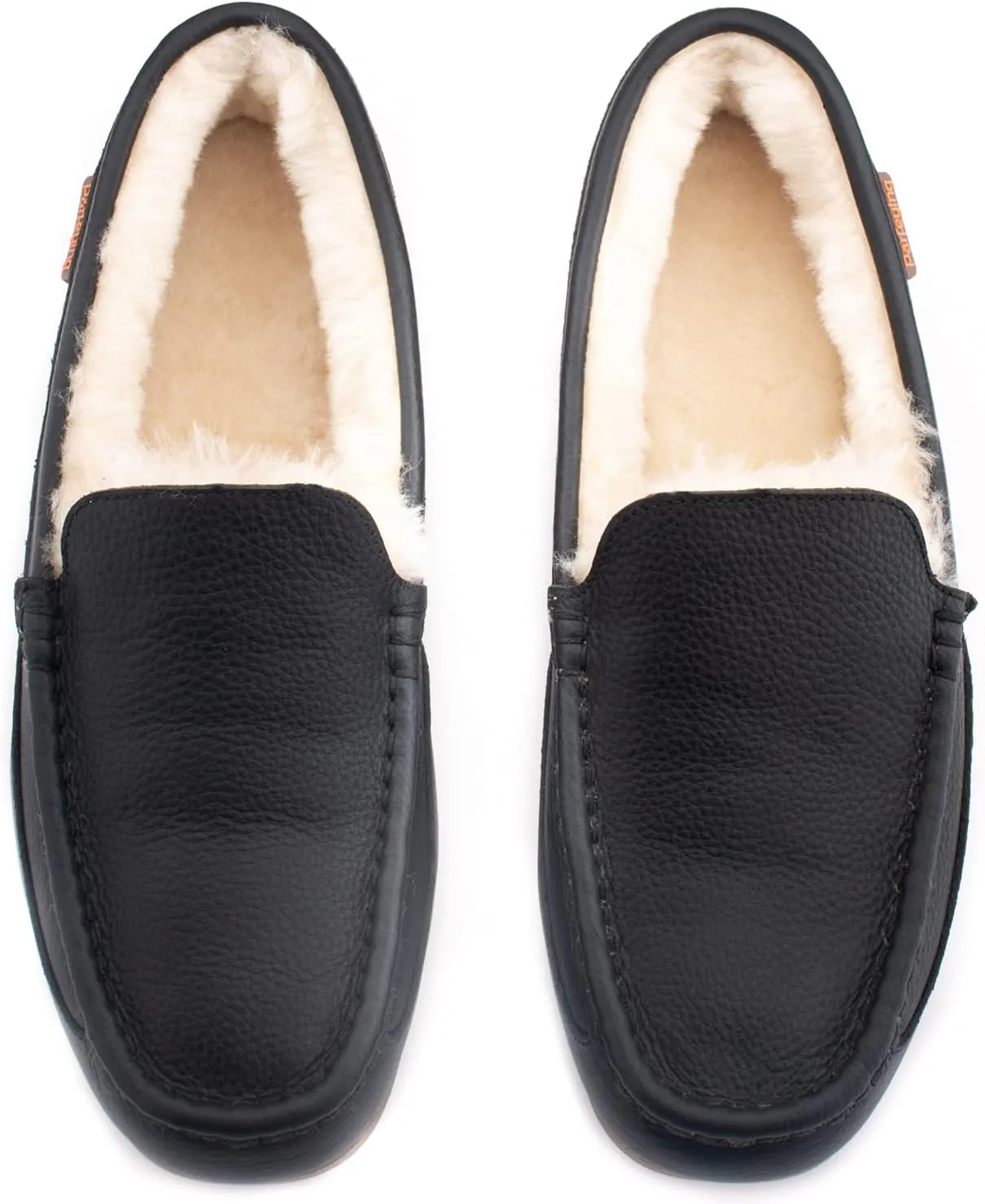 Parfeying Men's Indoor Outdoor Sheepskin Moccasins Slippers Memory Foam Driving Style Shoes