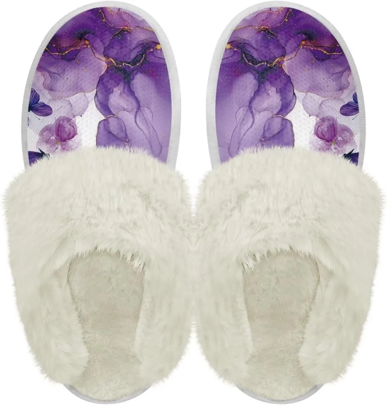 Plush House Shoes for Women Closed Toe House Slipper Warm Flannel Fuzzy Slippers with Non Skid Sole for Indoor