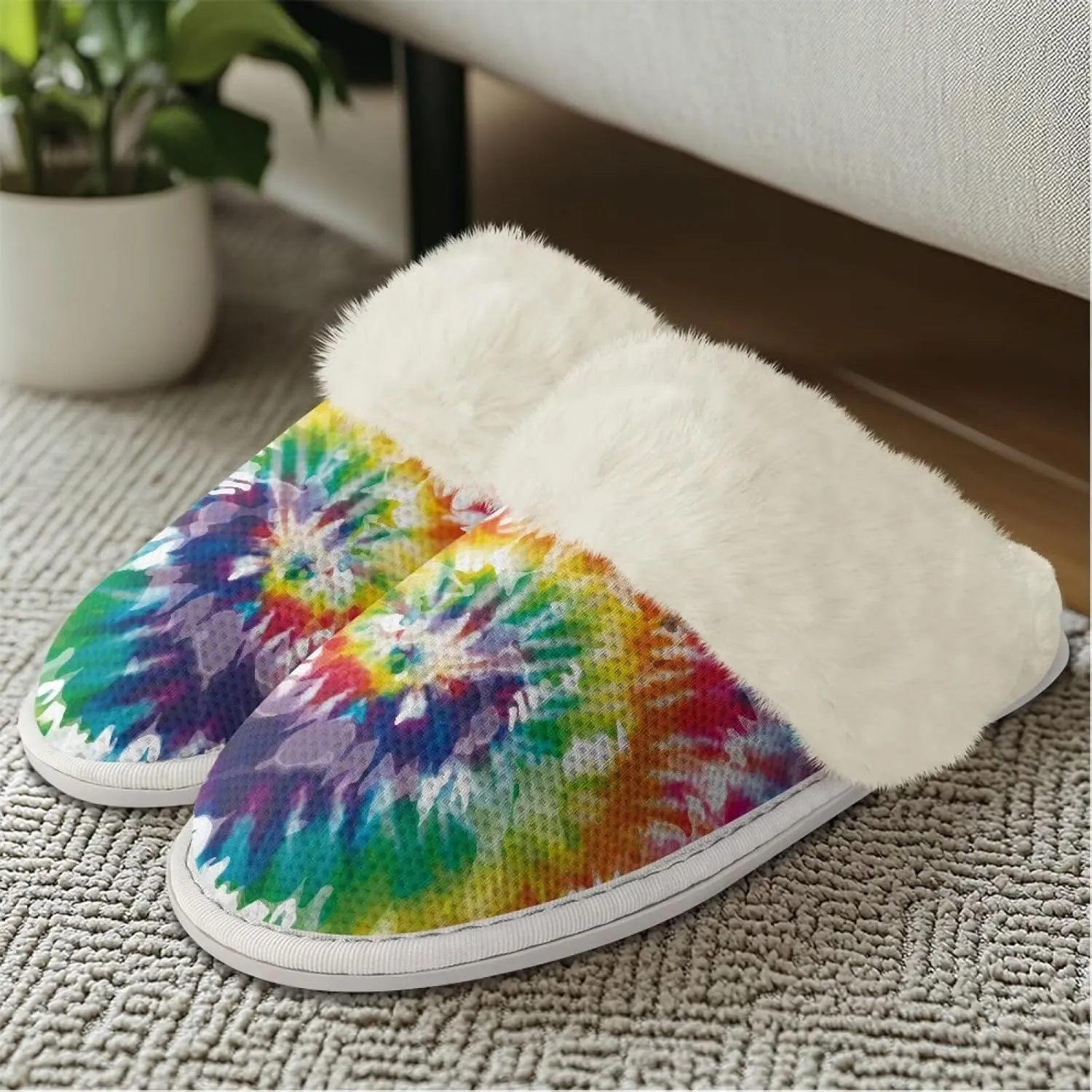 Plush House Shoes for Women Closed Toe House Slipper Warm Flannel Fuzzy Slippers with Non Skid Sole for Indoor