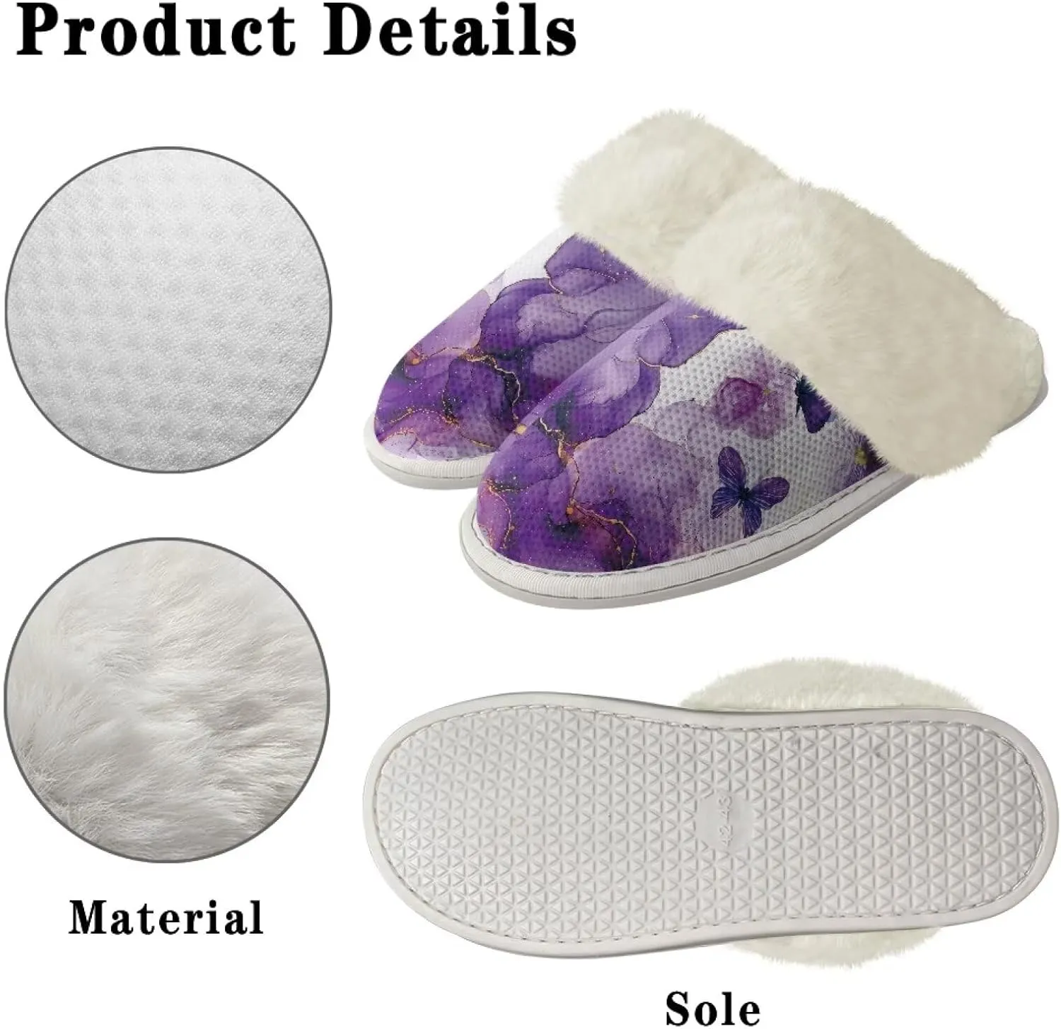 Plush House Shoes for Women Closed Toe House Slipper Warm Flannel Fuzzy Slippers with Non Skid Sole for Indoor