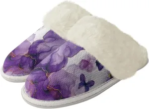 Plush House Shoes for Women Closed Toe House Slipper Warm Flannel Fuzzy Slippers with Non Skid Sole for Indoor