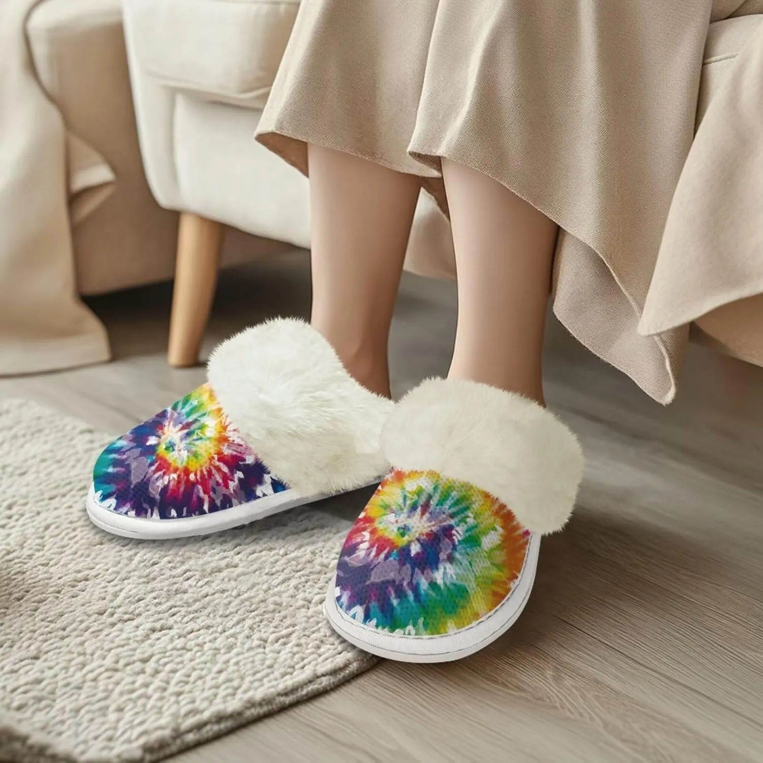 Plush House Shoes for Women Closed Toe House Slipper Warm Flannel Fuzzy Slippers with Non Skid Sole for Indoor