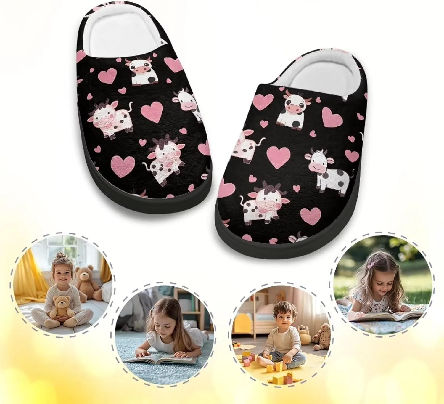 Plush Slippers for Kids Anti-slip House Slippers Warm Bedroom Slippers Cozy House Shoes