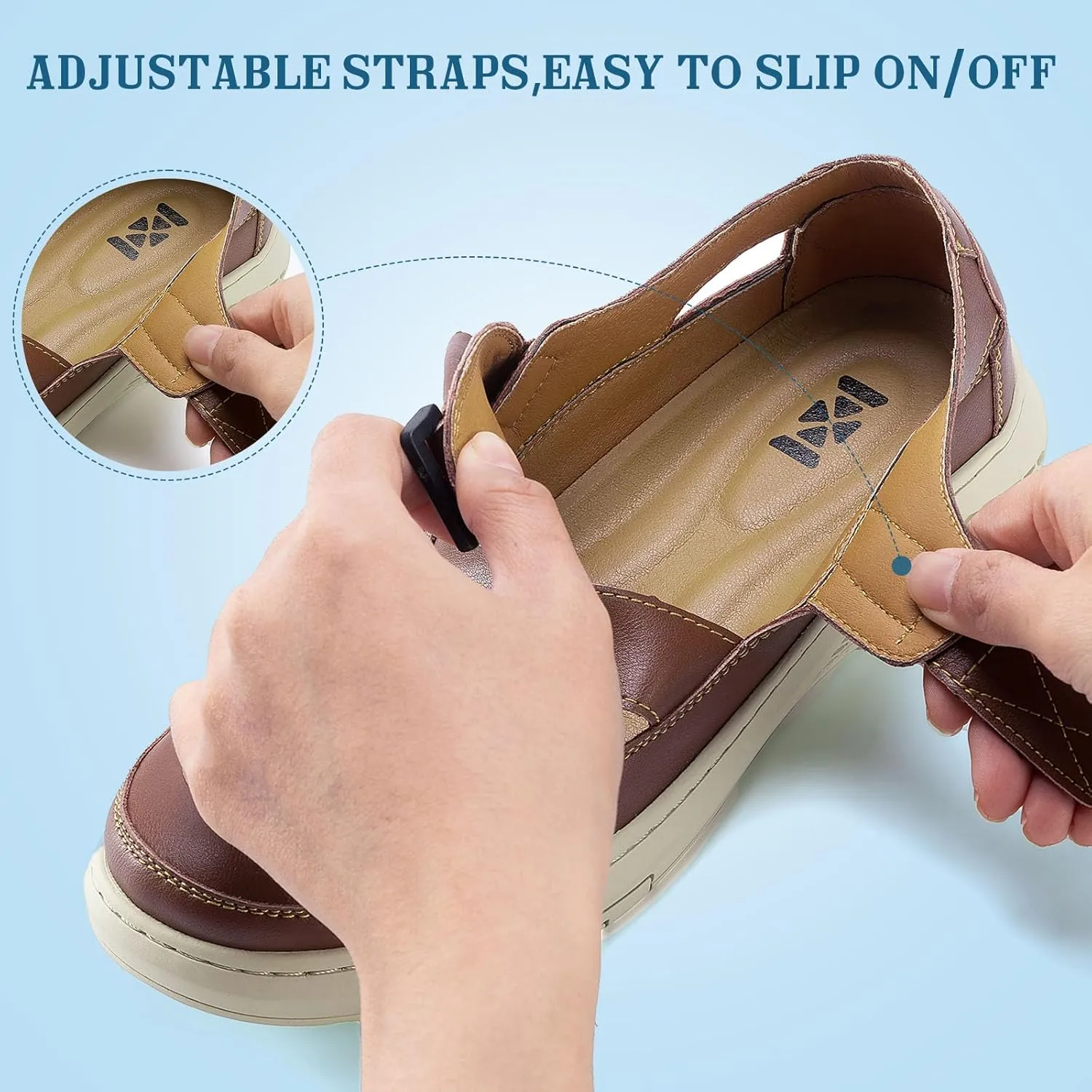 Qiucdzi Men's Sport Sandals Leather Closed Toe Sandal Breathable Outdoor Fisherman Shoes Adjustable Summer Beach Shoes for Hiking Walking