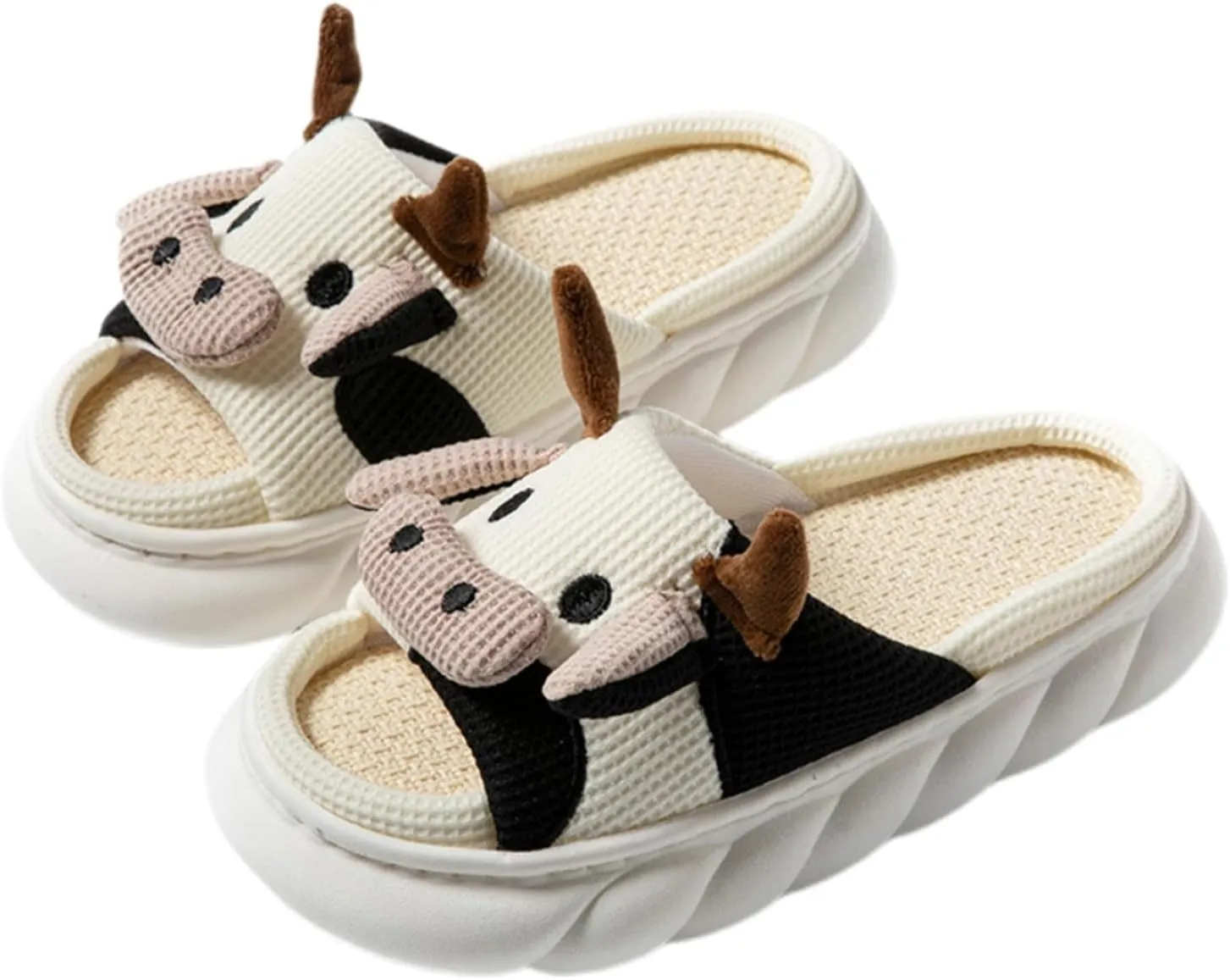 Rabbit And Bear Linen Slippers, Cute Animal Lace Slippers,Cotton Linen Couple's Home Shoes Indoor And Outdoor