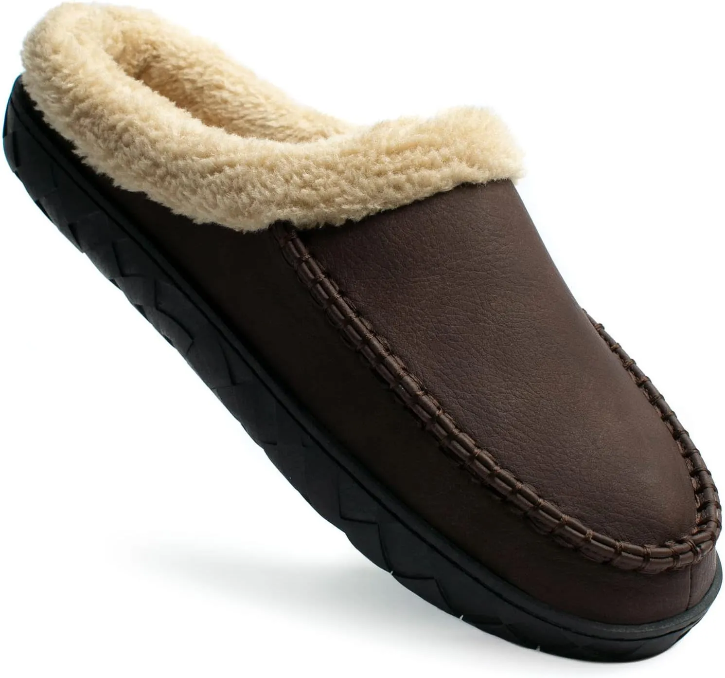 Ranberone Men's Slippers Microsuede Upper Moccasin House Shoes with Fuzzy Plush Lining Indoor and Outdoor