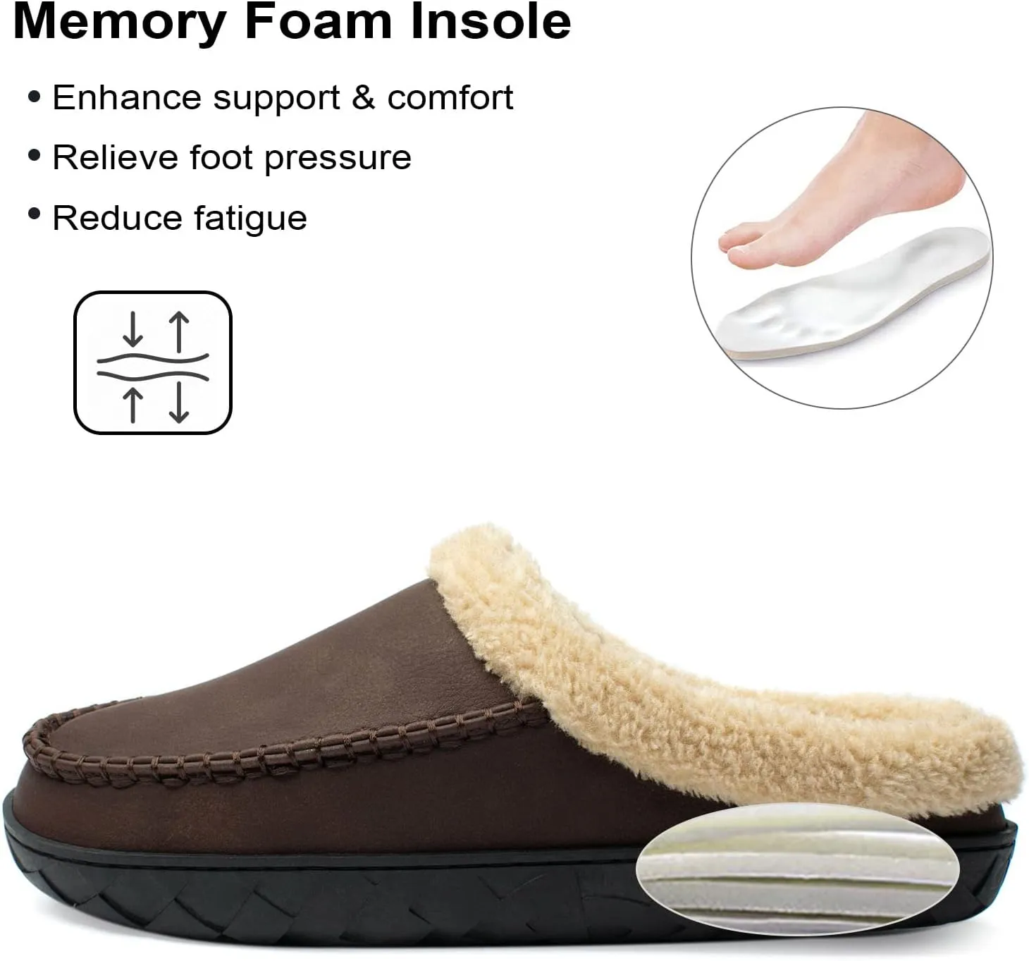Ranberone Men's Slippers Microsuede Upper Moccasin House Shoes with Fuzzy Plush Lining Indoor and Outdoor