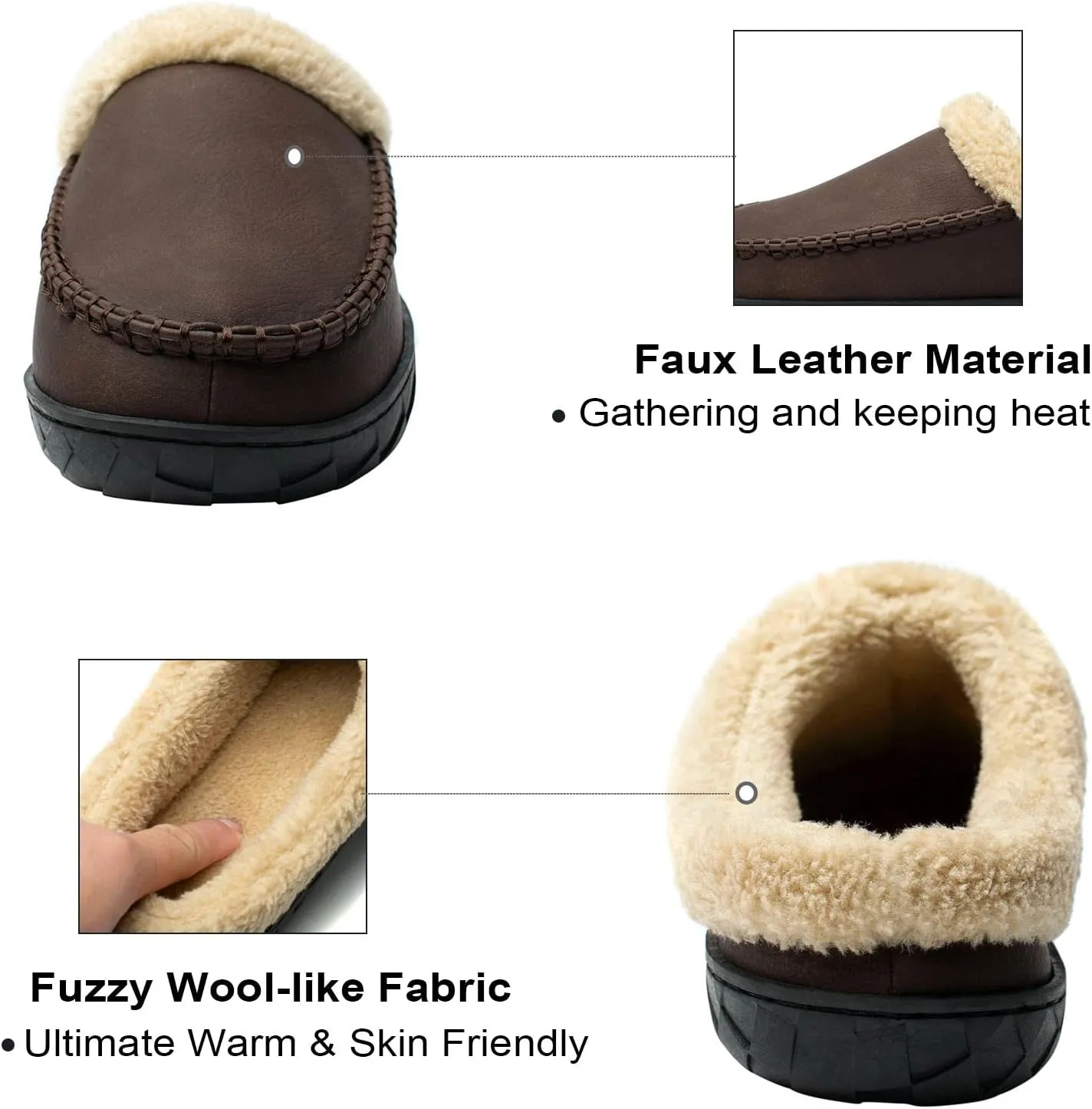 Ranberone Men's Slippers Microsuede Upper Moccasin House Shoes with Fuzzy Plush Lining Indoor and Outdoor