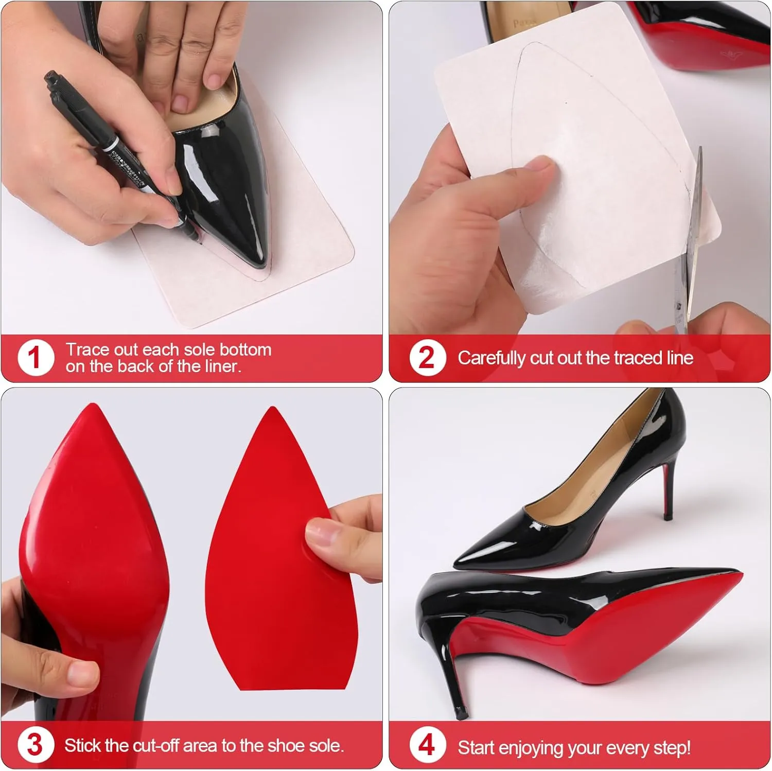 Red Bottoms Self-Adhesive Shoe Protector for Christian Louboutin, Bottom Sole Replacement