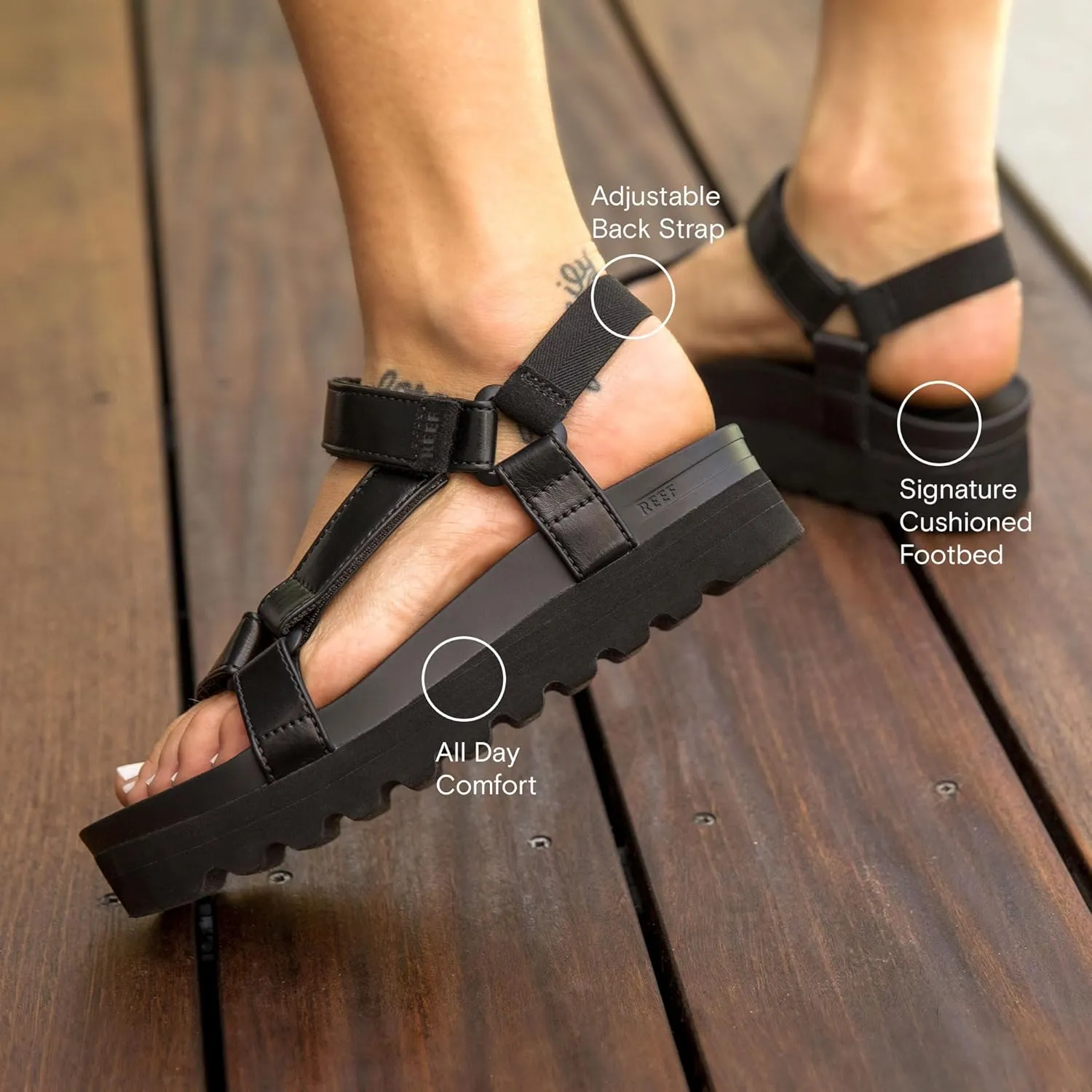 REEF Cushion Rem Hi Women's Platform Sandal, Adjustable Strap, Arch Support and Heel Cupping