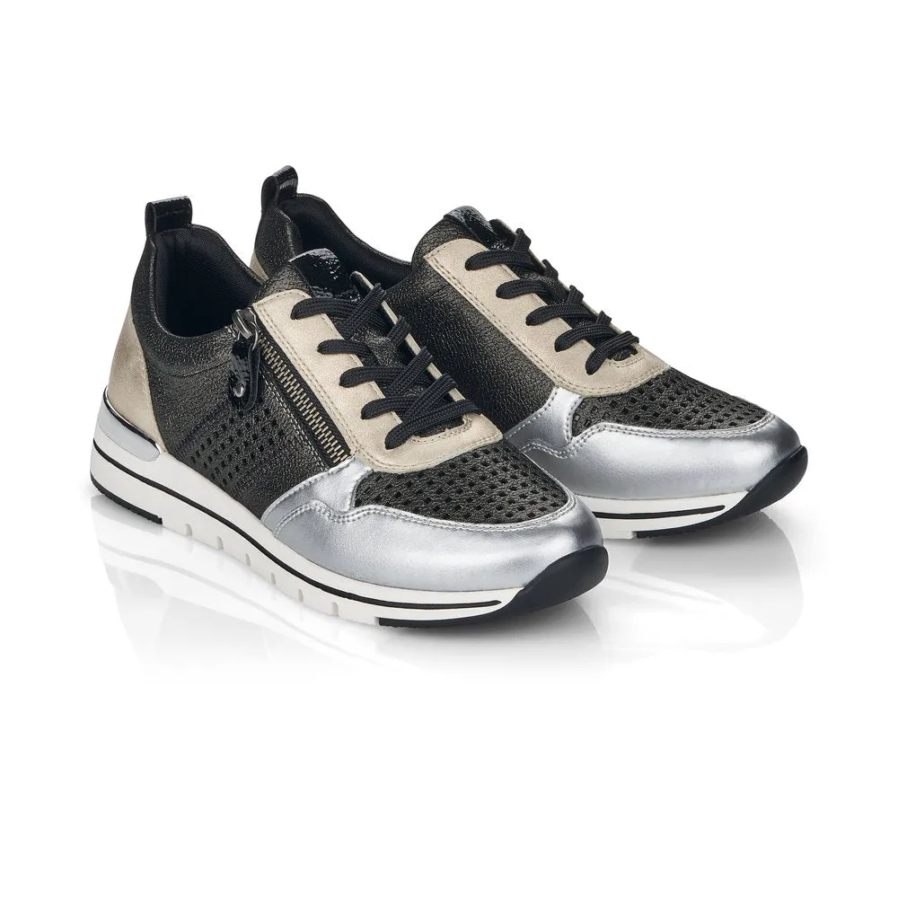 REMONTE - R6702-02 SILVER MULTI LACED WEDGE SNEAKER