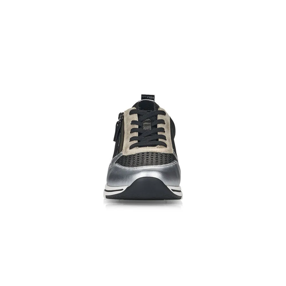 REMONTE - R6702-02 SILVER MULTI LACED WEDGE SNEAKER