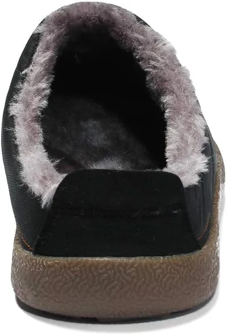 rismart Men's Cozy Faux Fur Fleece House Shoes with Non Skid Indoor Down Fabric Slippers