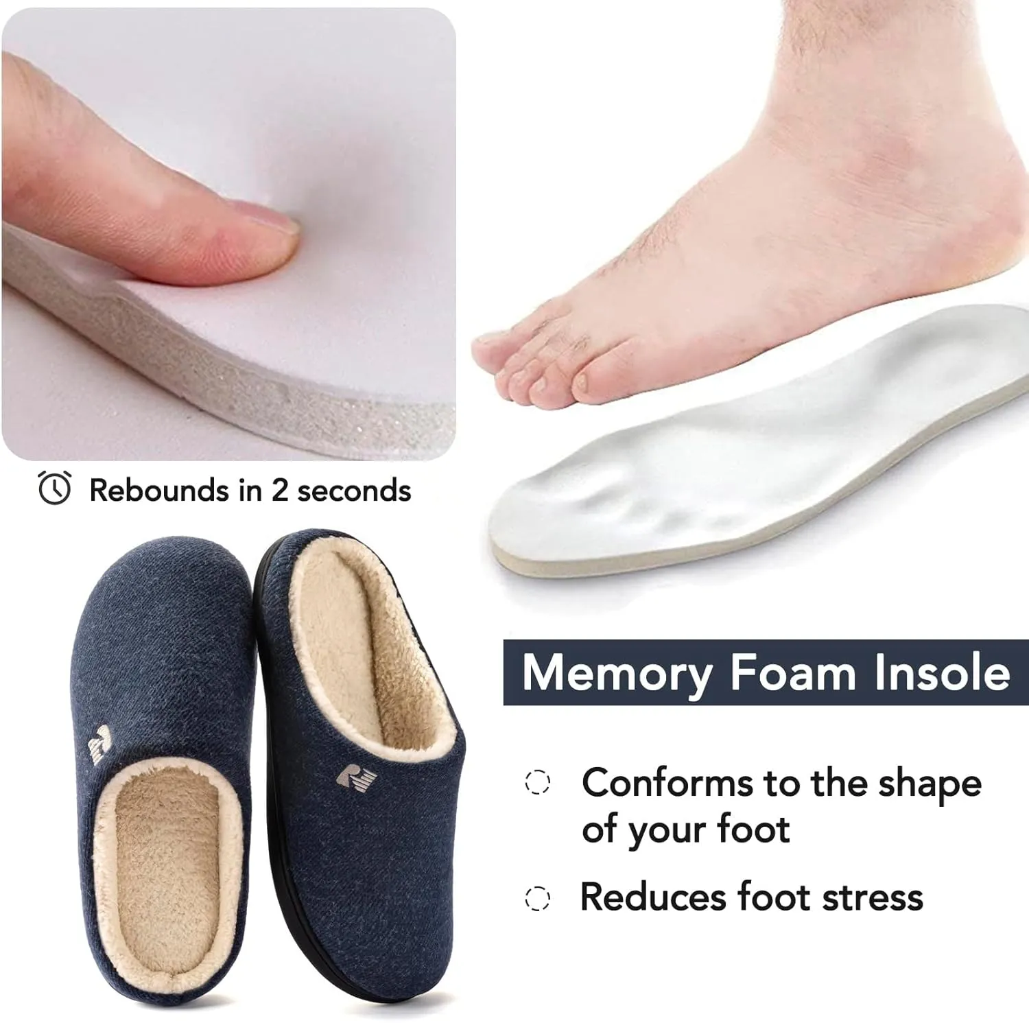 RockDove Men's Sherpa Lined Memory Foam Clog Slipper