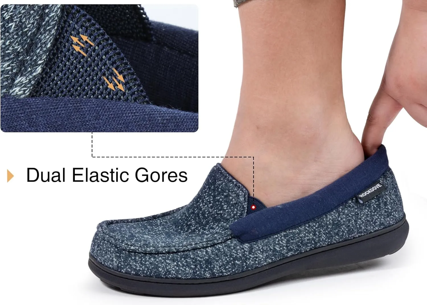 RockDove Men's Tweed Memory Foam Moc Slipper