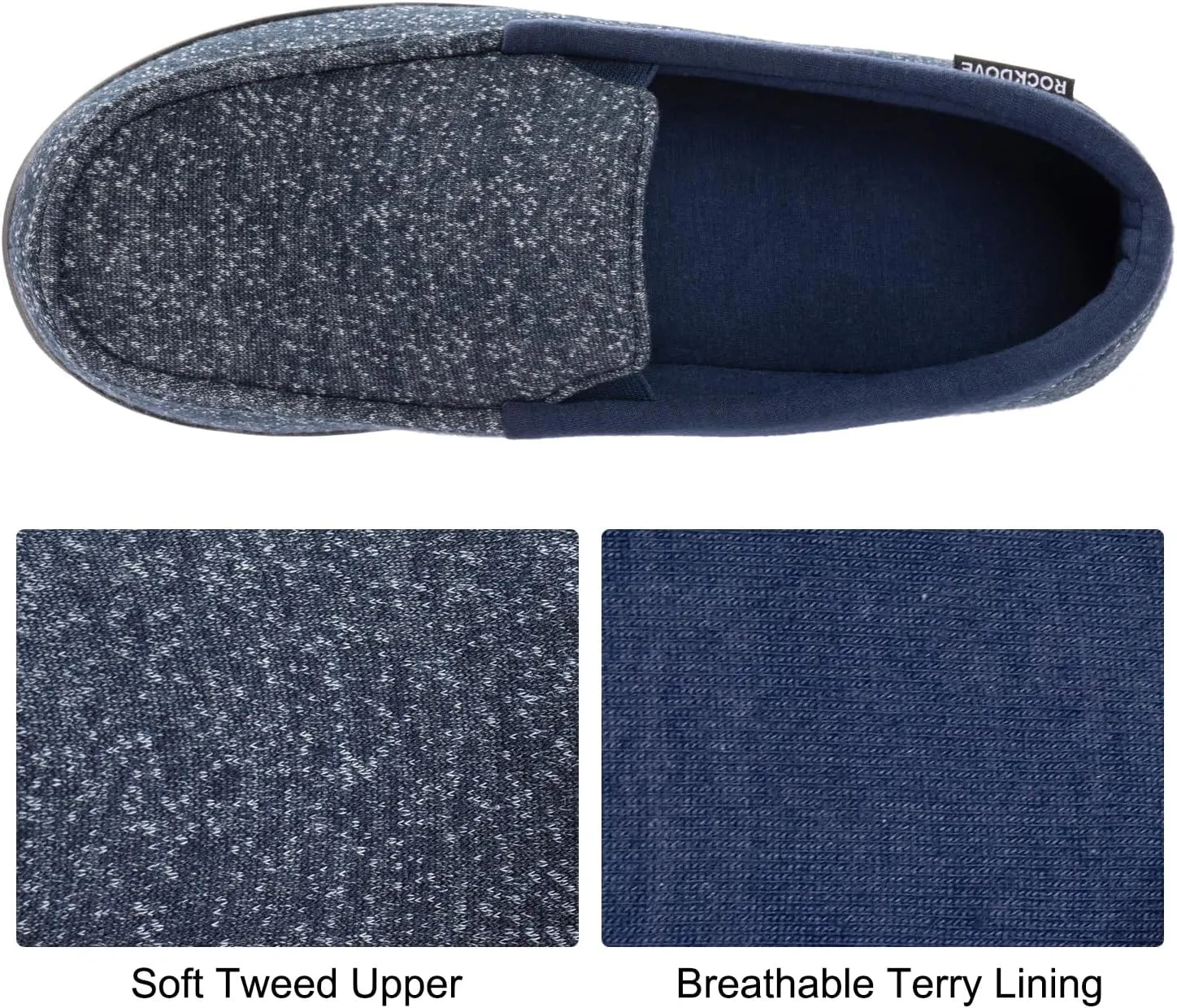 RockDove Men's Tweed Memory Foam Moc Slipper