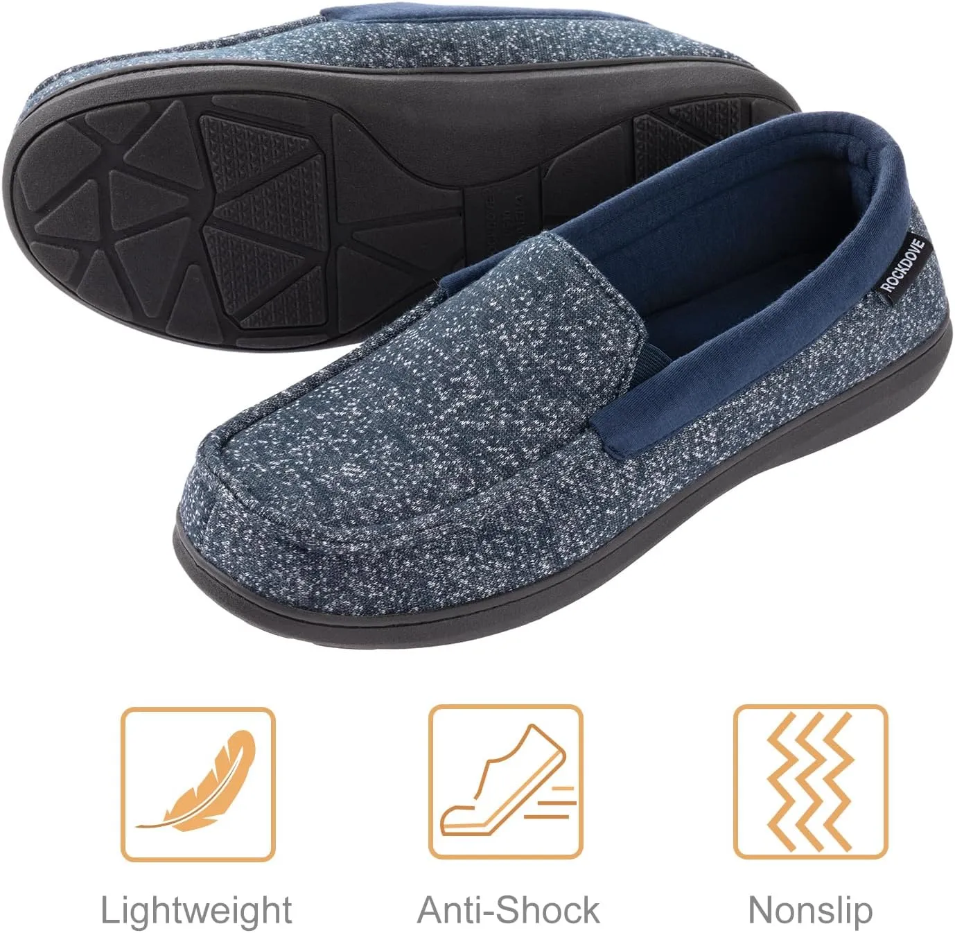 RockDove Men's Tweed Memory Foam Moc Slipper