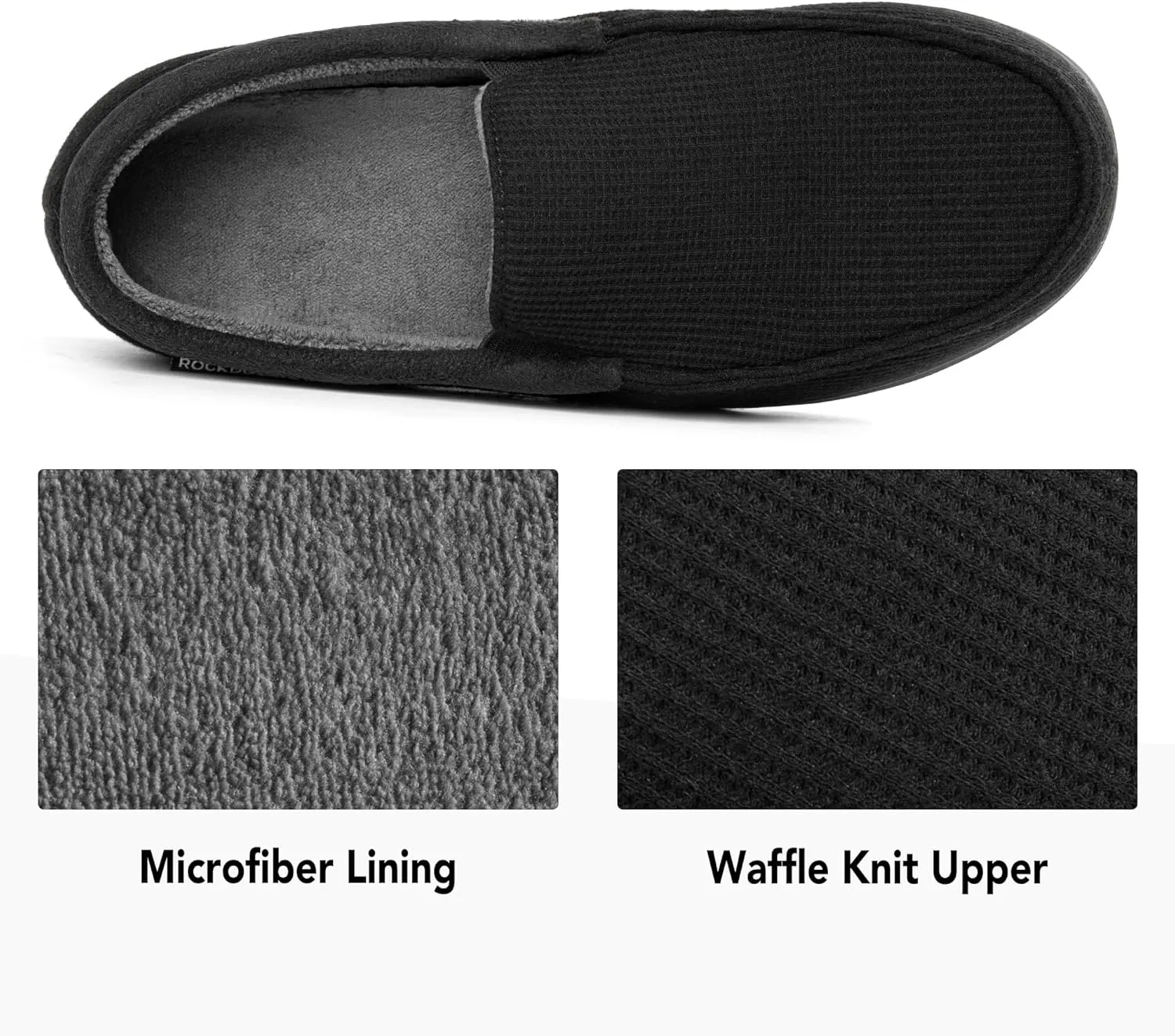 RockDove Men's Waffle Knit Memory Foam Moc Slipper with Removable Insole