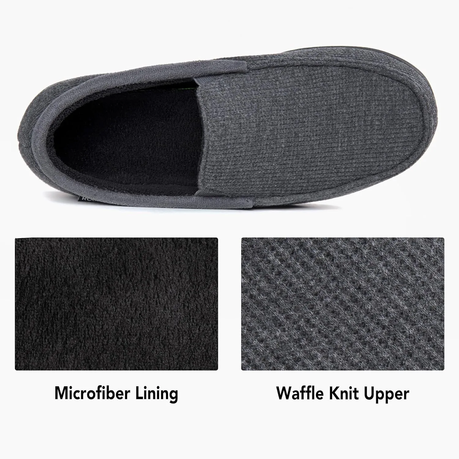 RockDove Men's Waffle Knit Memory Foam Moc Slipper with Removable Insole