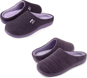 RockDove Set of 2 Pairs - Women's Size 11-12, Original Two-Tone Memory Foam Slipper (Eggplant) Birdseye Knit Memory Foam Slipper (Eggplant)