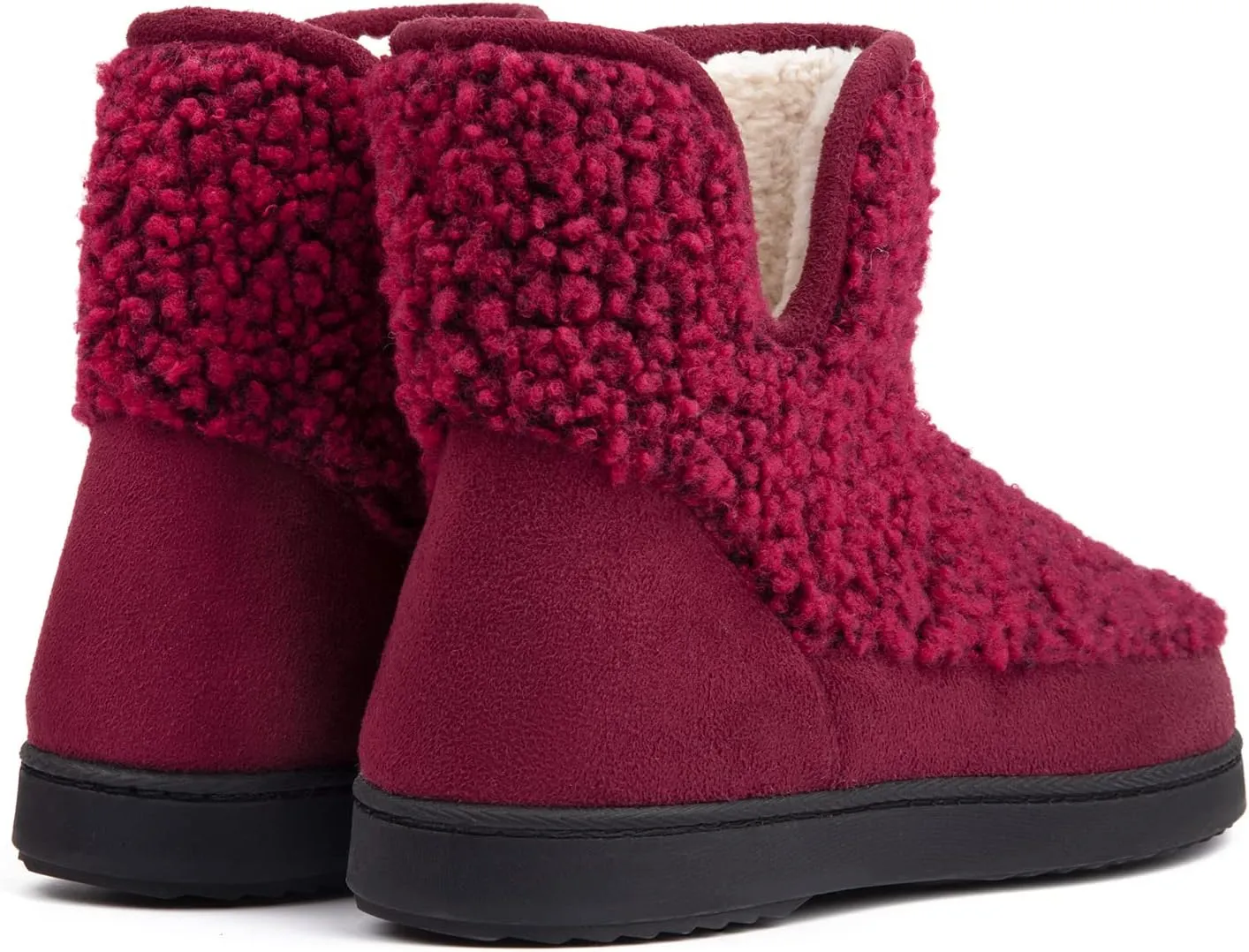 RockDove Women's Fuzzy Fleece House Bootie Memory Foam Slipper with Rubber Sole