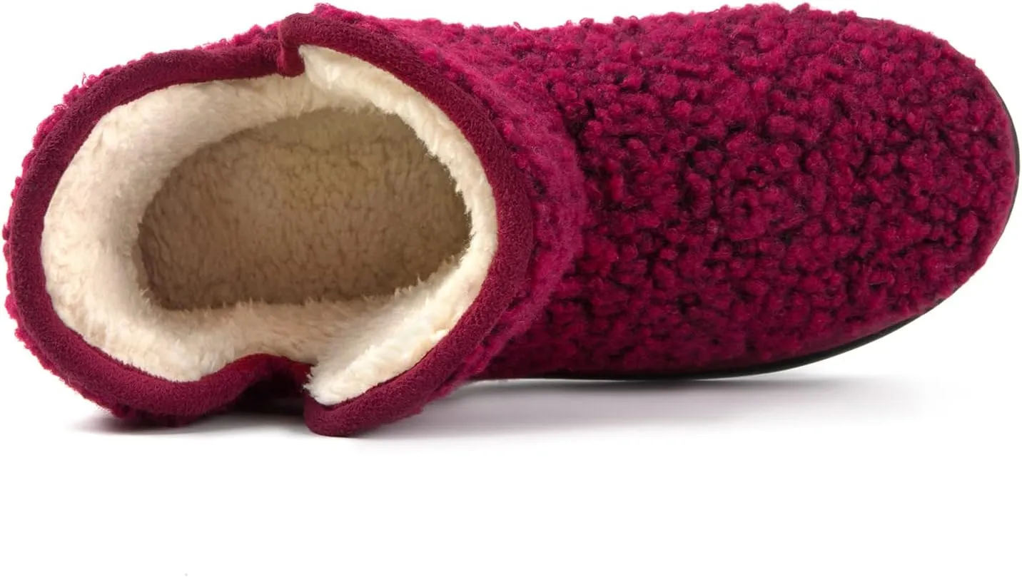 RockDove Women's Fuzzy Fleece House Bootie Memory Foam Slipper with Rubber Sole