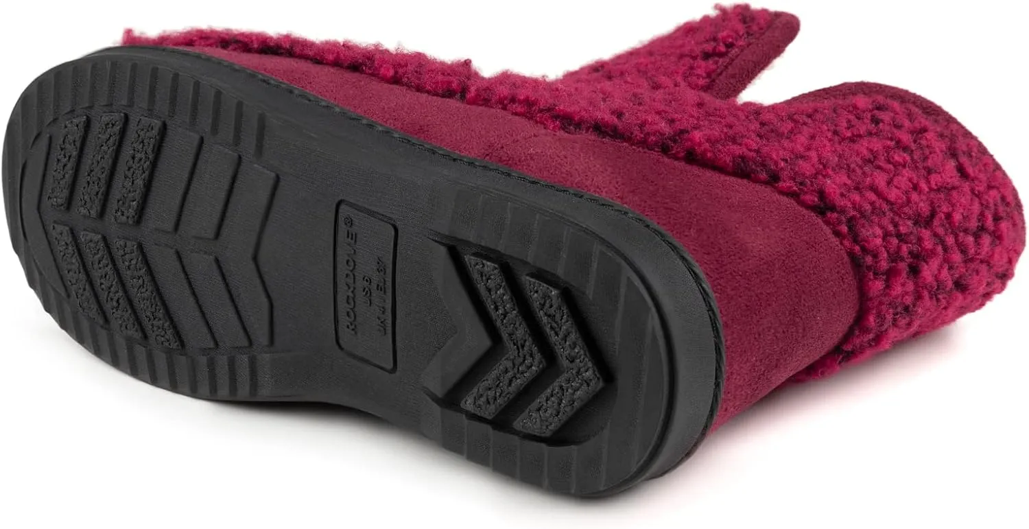RockDove Women's Fuzzy Fleece House Bootie Memory Foam Slipper with Rubber Sole