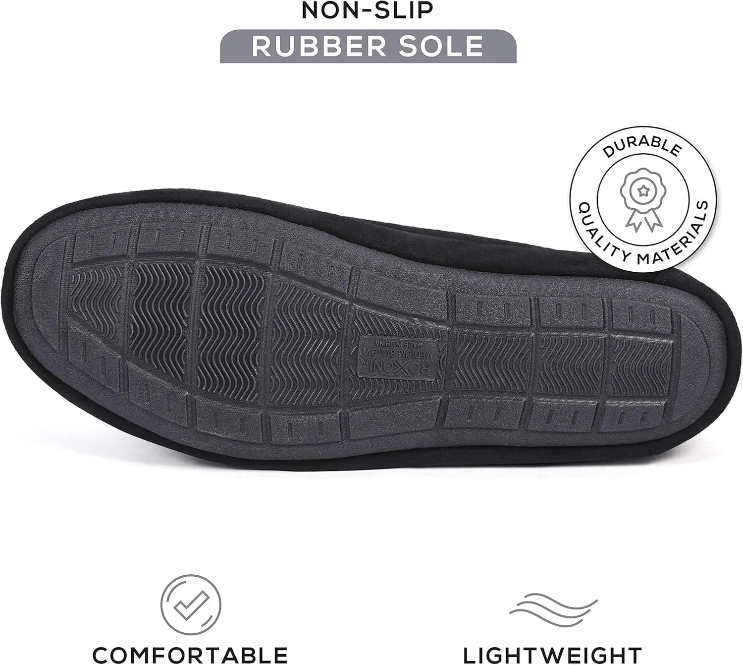 Roxoni Men Slippers, Suede Moccasin Slipper with Memory Foam